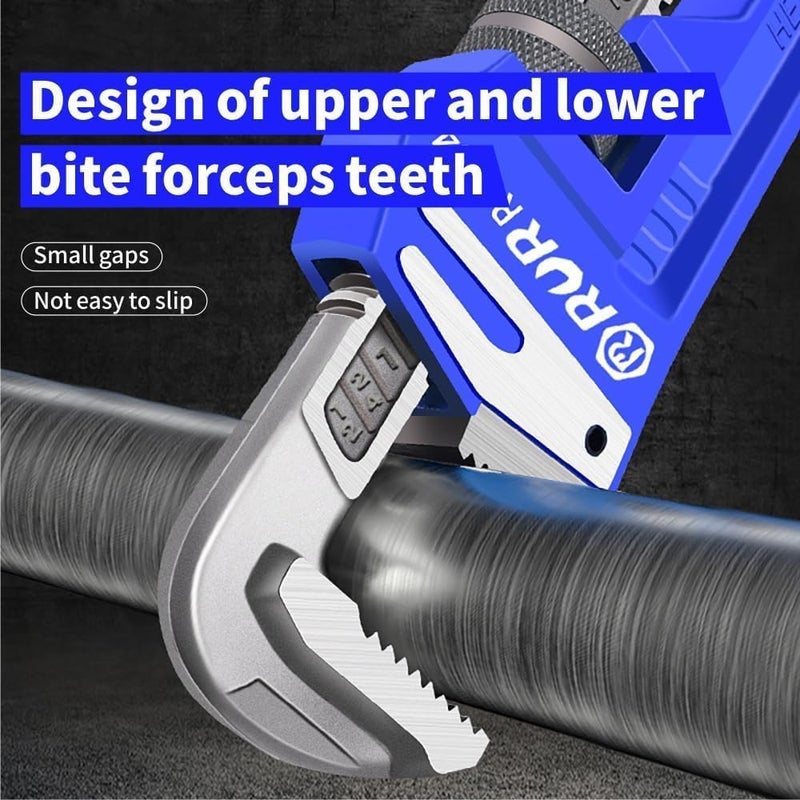 vomex 8-Inch Mini Pipe Wrench - Quick-Adjust, Soft Grip Handle - Straight Jaw Plumbing Tool for Pipe, Household Use, Vehicle Repai - Image 3